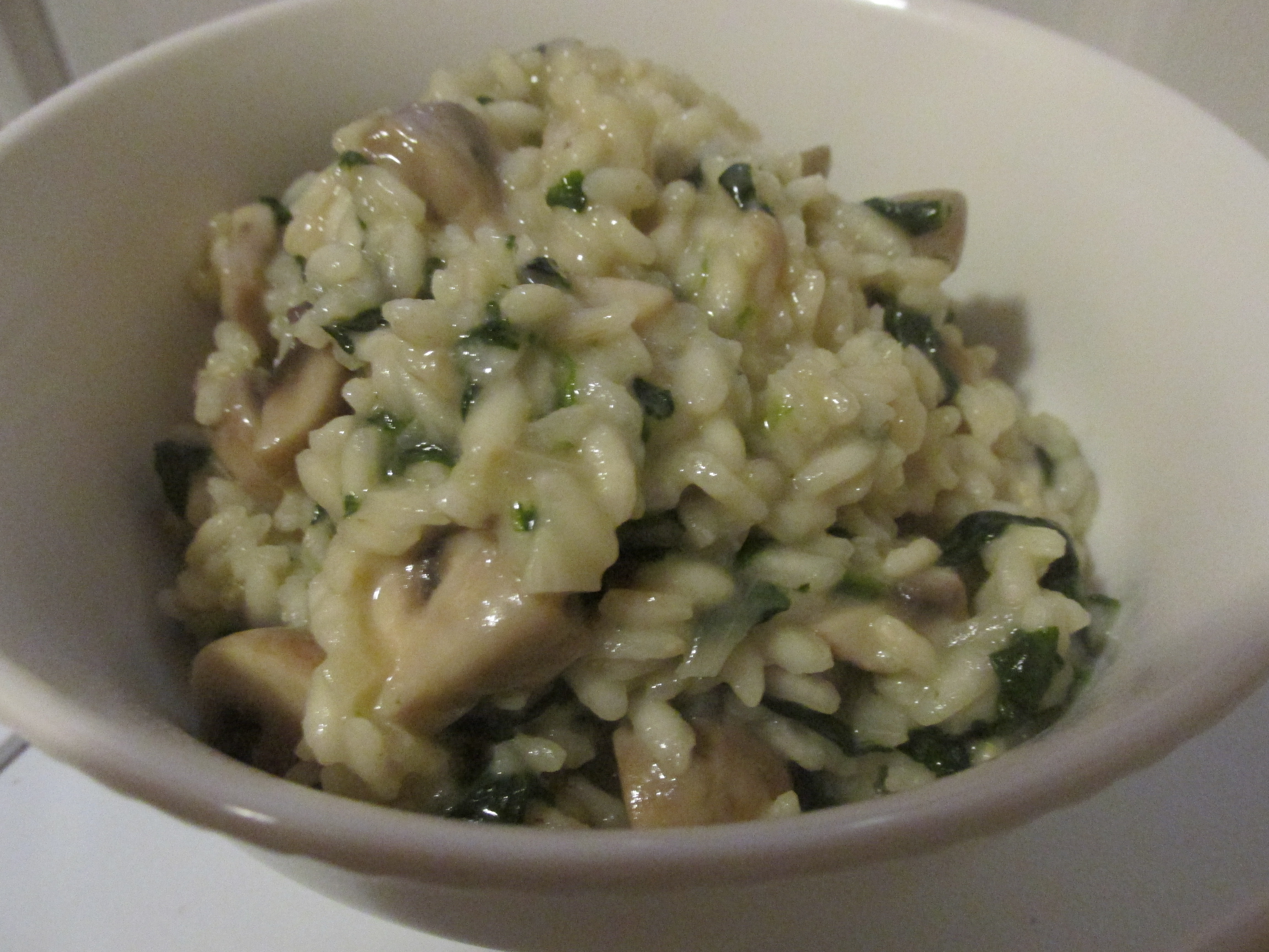 risotto met spinazie en champignons